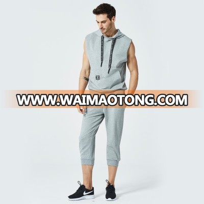 drop shipping mens tracksuit sleeveless mens tracksuit slim fit sport tracksuit