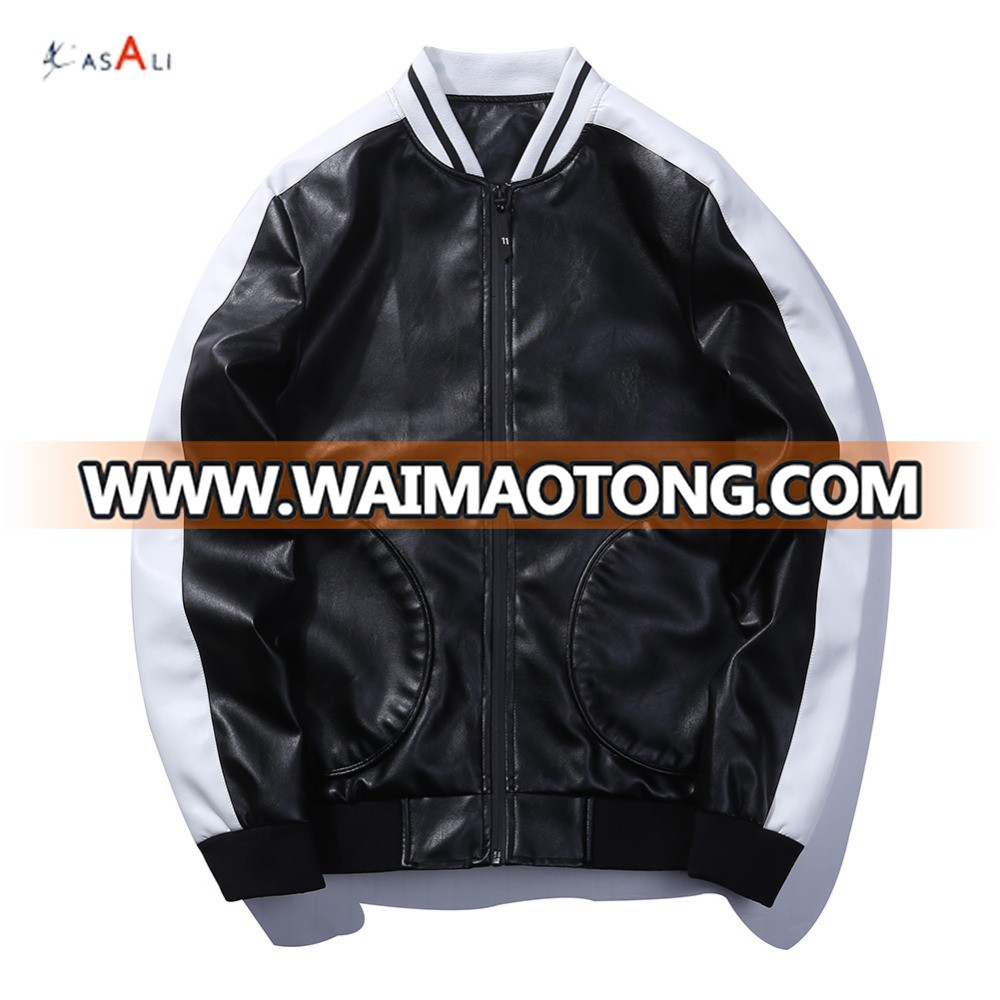 New design casual man leather jacket wholesale